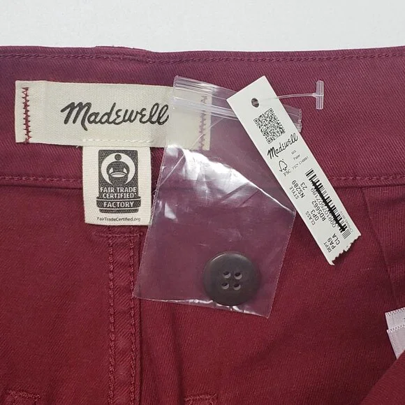 Madewell Emmett Wide-Leg Pants Women's Size 23 Claret Red Patch Pocket Edition - Picture 2 of 16